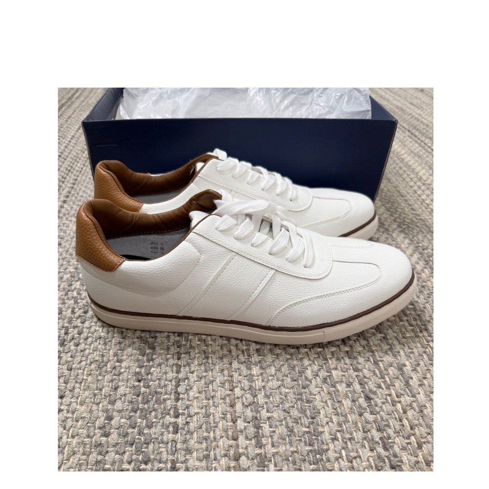 Jack Erwin Wyatt T-Toe Sneakers Mens 11 White Tan Leather Low Top Shoes
